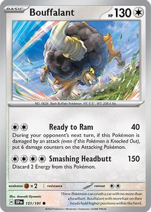Bouffalant (151) Reverse Holofoil [SV: Surging Sparks] Pokemon Single Pokémon