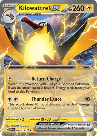 Kilowattrel ex (68) Holofoil [SV: Surging Sparks] Pokemon Single Pokémon