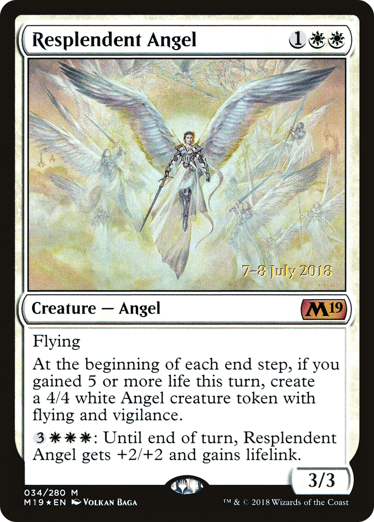 Resplendent Angel (M19) (PRE-034) [Core Set 2019 Promos] Foil MTG Single Wizards of the Coast
