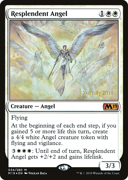 Resplendent Angel (M19) (PRE-034) [Core Set 2019 Promos] Foil MTG Single Wizards of the Coast