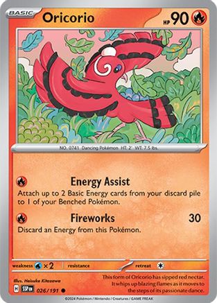 Oricorio - 026/191 Reverse Holofoil [SV: Surging Sparks] Pokemon Single Pokémon