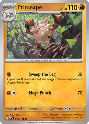 Primeape (99) Reverse Holofoil [SV: Surging Sparks] Pokemon Single Pokémon