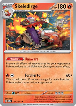 Skeledirge (31) Reverse Holofoil [SV: Surging Sparks] Pokemon Single Pokémon
