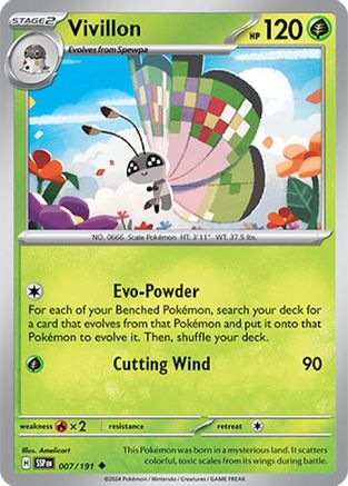 Vivillon - 007/191 Reverse Holofoil [SV: Surging Sparks] Pokemon Single Pokémon