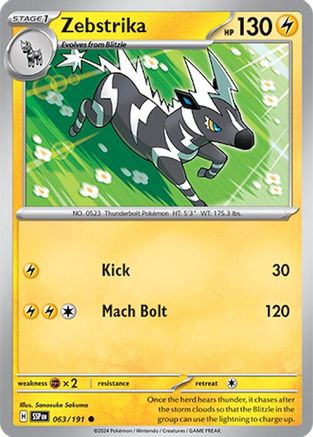 Zebstrika (63) Reverse Holofoil [SV: Surging Sparks] Pokemon Single Pokémon