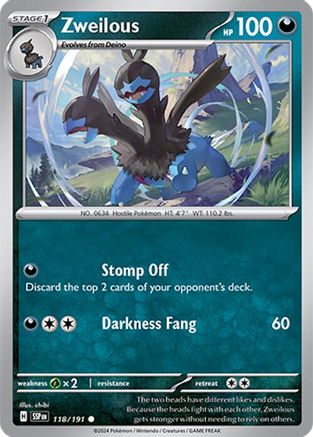 Zweilous (118) Reverse Holofoil [SV: Surging Sparks] Pokemon Single Pokémon