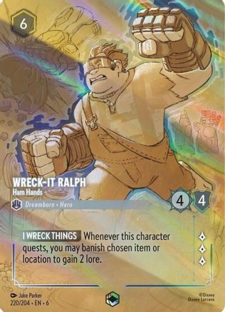 Wreck-It Ralph - Ham Hands (Enchanted) (220/204) [Azurite Sea] Cold Foil Lorcana Single Disney