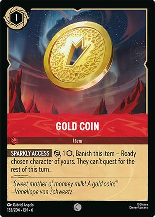 Gold Coin (133/204) [Azurite Sea] Cold Foil Lorcana Single Disney