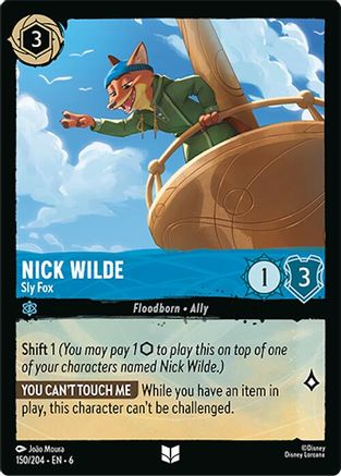 Nick Wilde – Sharp Fox (150/204) [Azurite Sea] Cold Foil Lorcana Single Disney
