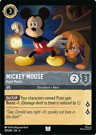 Mickey Mouse – Nightwatchman (187/204) [Azurite Sea] Lorcana Single Disney
