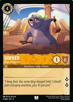 Gopher - Ship's Carpenter (4/204) [Azurite Sea] Cold Foil Lorcana Single Disney