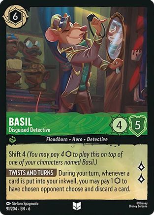 Basil - Disguised Detective (91/204) [Azurite Sea] Lorcana Single Disney