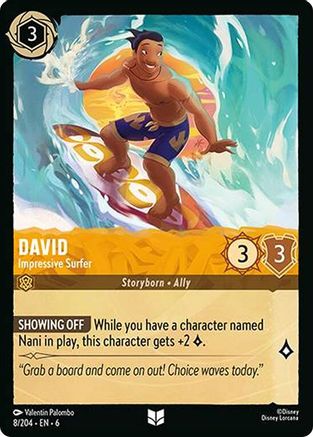 David - Impressive Surfer (8/204) [Azurite Sea] Cold Foil Lorcana Single Disney