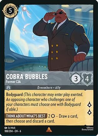 Cobra Bubbles - Former CIA (188/204) [Azurite Sea] Cold Foil Lorcana Single Disney