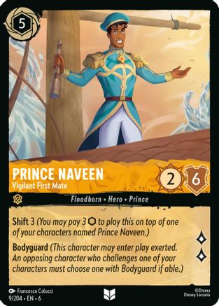 Prince Naveen - Vigilant First Mate (9/204) [Azurite Sea] Cold Foil Lorcana Single Disney