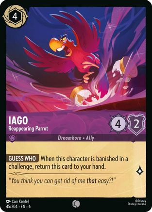 Iago - Reappearing Parrot (45/204) [Azurite Sea] Lorcana Single Disney