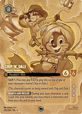 Chip 'n' Dale - Recovery Rangers (Enchanted) (205/204) [Azurite Sea] Holofoil Lorcana Single Disney