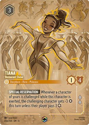 Tiana - Restaurant Owner (Enchanted) (206/204) [Azurite Sea] Holofoil Lorcana Single Disney