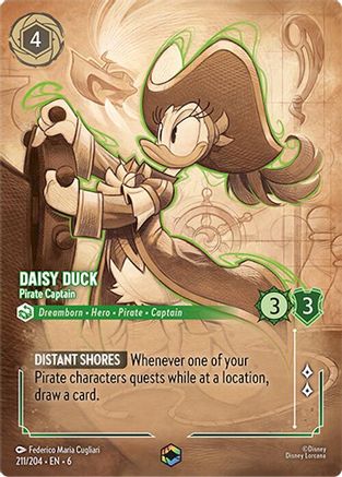 Daisy Duck - Pirate Captain (Enchanted) (211/204) [Azurite Sea] Holofoil Lorcana Single Disney