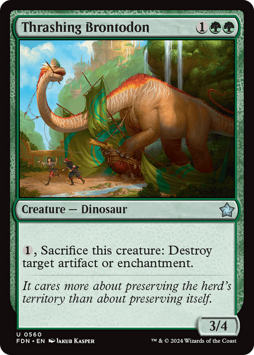 Thrashing Brontodon (FDN-560) [Foundations] MTG Single Wizards of the Coast