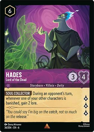 Hades - Lord of the Dead (36/204) [Azurite Sea] Lorcana Single Disney