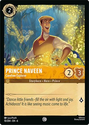 Prince Naveen - Carefree Explorer (10/204) [Azurite Sea] Cold Foil Lorcana Single Disney