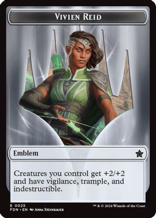 Emblem - Vivien Reid // Elf Warrior Double-Sided Token (FDN-25 // 19) [Foundations] Foil MTG Single Wizards of the Coast