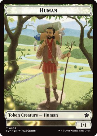 Human // Knight Double-Sided Token (-3 // 4) [Foundations] Foil MTG Single Wizards of the Coast