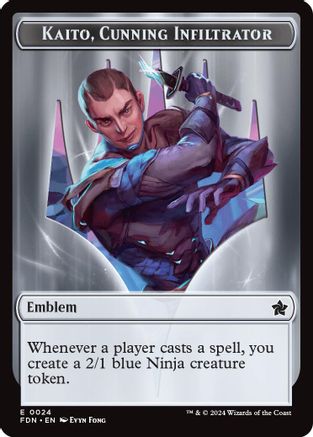 Emblem - Kaito, Cunning Infiltrator // Ninja Doubled-Sided Token (FDN-24 // 12) [Foundations] MTG Single Wizards of the Coast