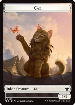 Cat (0001) // Cat (0002) Doubled-Sided Token (FDN-1 // 2) [Foundations] Foil MTG Single Wizards of the Coast
