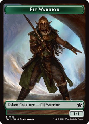 Elf Warrior // Raccoon Doubled-Sided Token (FDN-19 // 20) [Foundations] MTG Single Wizards of the Coast