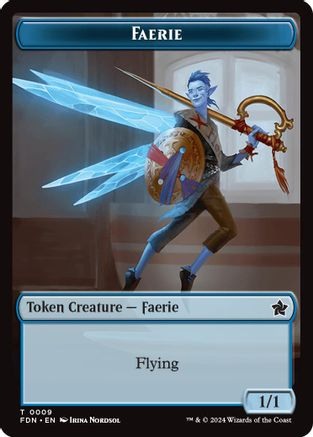 Faerie // Fish Doubled-Sided Token (FDN-9 // 10) [Foundations] MTG Single Wizards of the Coast