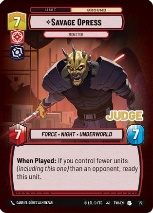 Savage Opress - Monster (1/2) [Judge Promos] Star Wars: Unlimited Single Disney