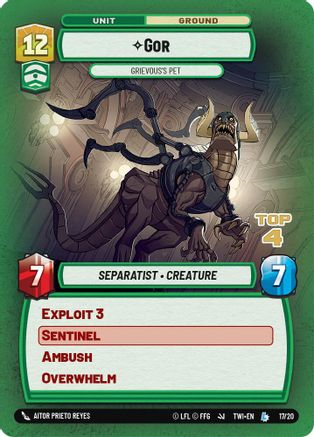 Gor - Grievous's Pet (Top 4) (17/20) [Store Showdown Promos] Star Wars: Unlimited Single Disney