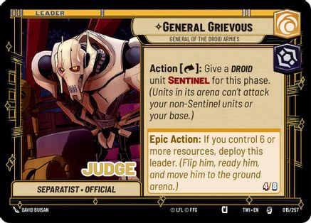 General Grievous - General of the Droid Armies (015/257) [Judge Promos] Star Wars: Unlimited Single Disney