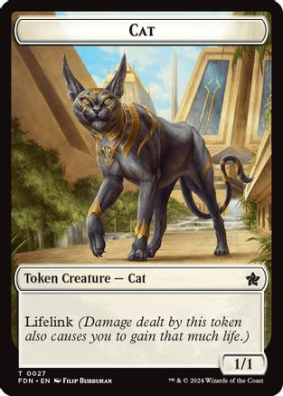 Cat (0027) // Phyrexian Goblin Double-Sided Token (FDN-27 // 31) [Foundations] MTG Single Wizards of the Coast