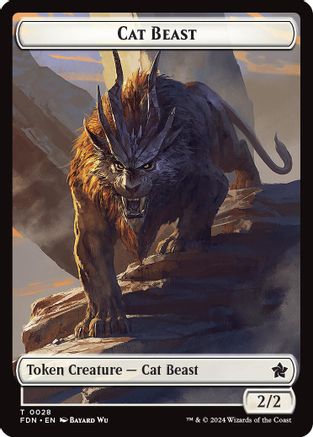 Cat Beast // Dragon (0017) Double-Sided Token (FDN-28 // 17) [Foundations] MTG Single Wizards of the Coast