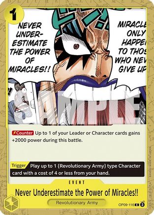 Never Underestimate the Power of Miracles!! (OP09-116) [Emperors in the New World] One Piece Single Bandai