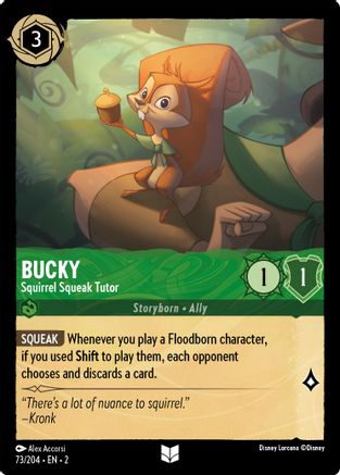 Bucky - Squirrel Squeak Tutor (Errata Version) (73/204) [Rise of the Floodborn] Cold Foil Lorcana Single Disney