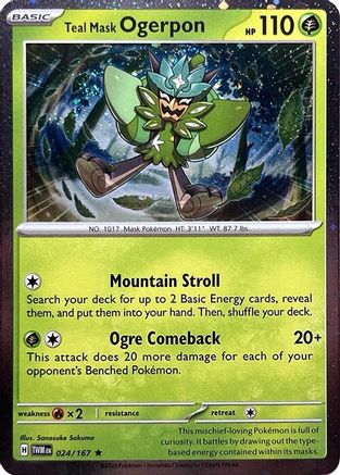 Teal Mask Ogerpon (Cosmos Holo) (24) Holofoil [Misc: Cards & Products] Pokemon Single Pokémon