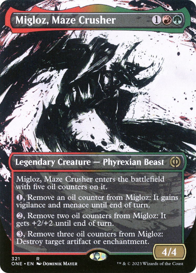 Migloz, Maze Crusher (ONE-321) [Phyrexia: All Will Be One] (Showcase) (Borderless) Foil MTG Single Wizards of the Coast