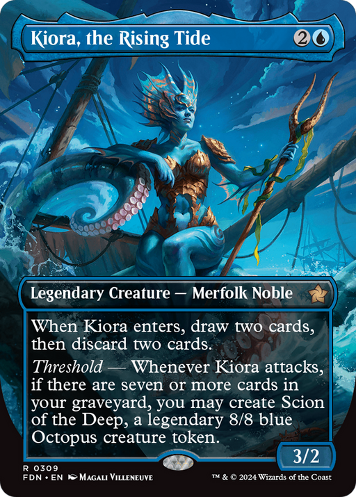 Kiora, the Rising Tide (FDN-309) [Foundations] (Borderless) Foil MTG Single Wizards of the Coast