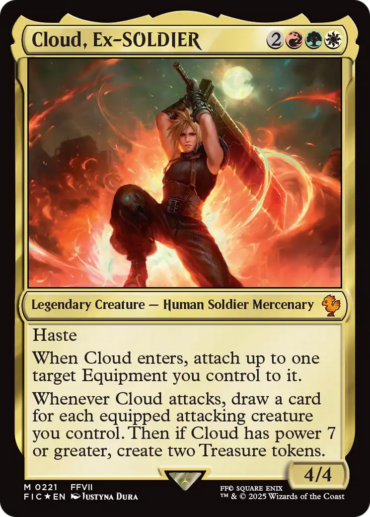 Cloud, Ex-SOLDIER (Surge Foil) (FIC-221) [Commander: FINAL FANTASY] Foil MTG Single Wizards of the Coast