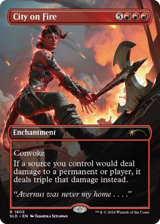 City on Fire (SLD-1803) [Secret Lair Drop] (Borderless) Foil MTG Single Wizards of the Coast