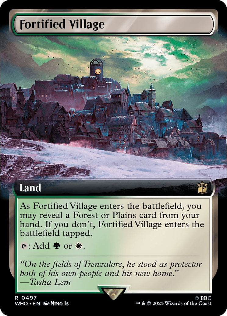 Fortified Village (WHO-497) [Doctor Who] (Extended Art) MTG Single Wizards of the Coast
