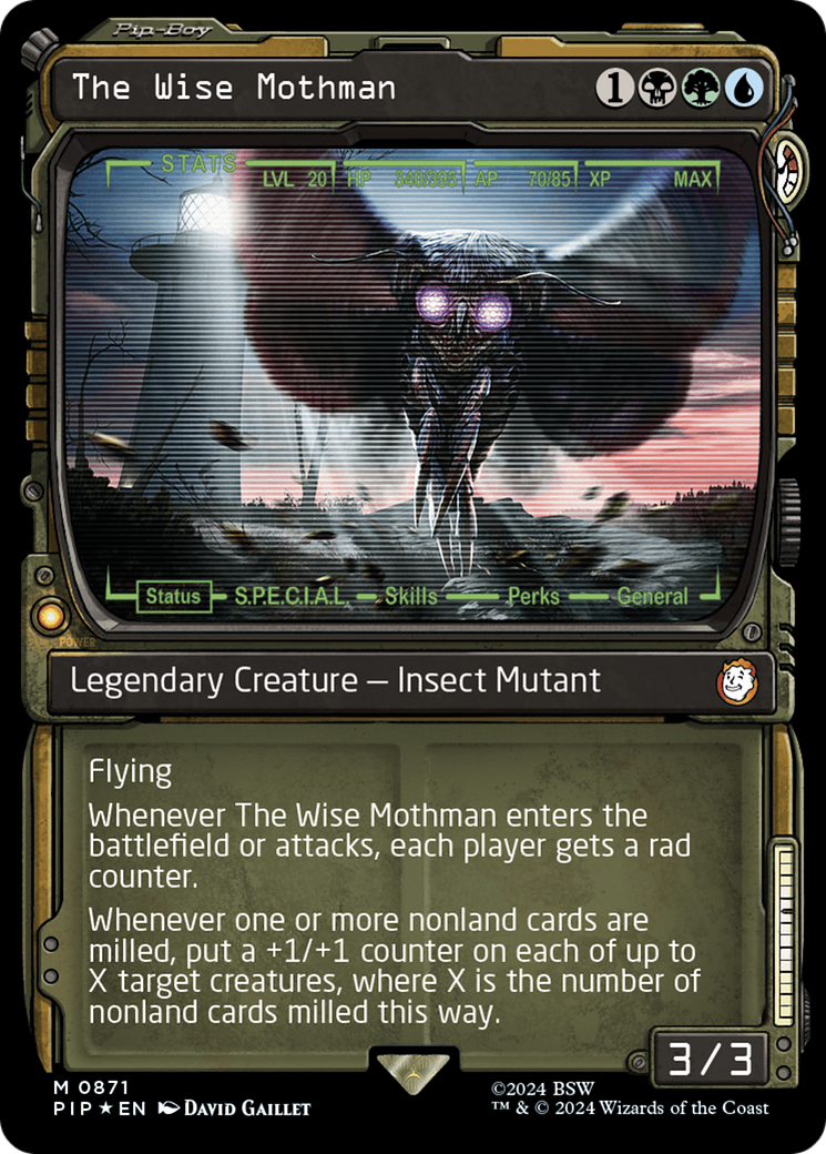 The Wise Mothman (Showcase) (Surge Foil) [Fallout] MTG Single Magic: The Gathering