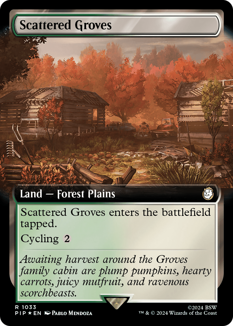 Scattered Groves (Surge Foil) (PIP-1033) [Fallout] (Extended Art) Foil MTG Single Wizards of the Coast