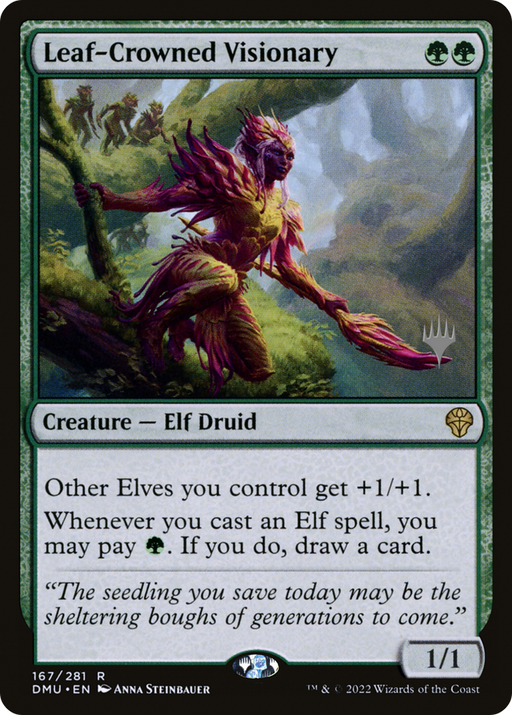 Leaf-Crowned Visionary (PPDMU-167) [Dominaria United Promos] Foil MTG Single Wizards of the Coast