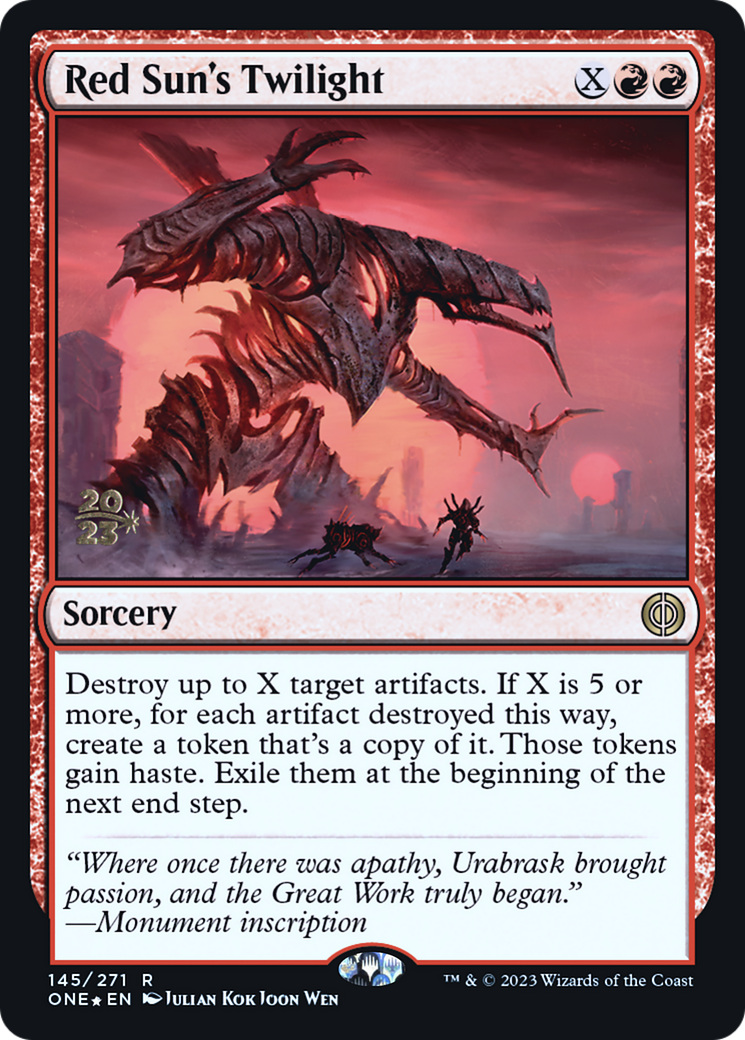 Red Sun's Twilight (PRE-145S) [Phyrexia: All Will Be One Promos] Foil MTG Single Wizards of the Coast