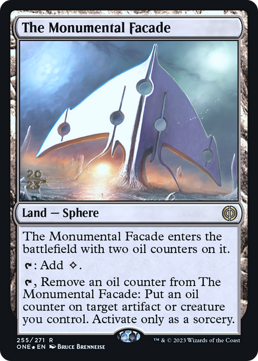 The Monumental Facade (PRE-255S) [Phyrexia: All Will Be One Promos] Foil MTG Single Wizards of the Coast